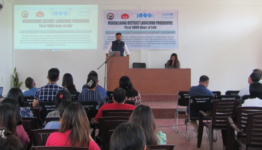 DC Mokokchung Shashank Pratap Singh, IAS addressing the launching programme of first 1000 days at Sangtemla Hall, Mokokchung on May 30.